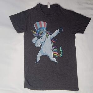 Smart Blanks Women’s T-shirt Unicorn American Flag Inspired Size Small